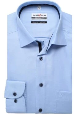 Marvelis Comfort Fit Hemd Bleu, Einfarbig