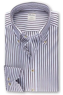Stenströms Slimline Hemd Blau/braun, Gestreift