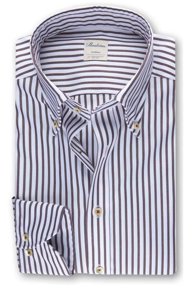 Stenströms Slimline Hemd Blau/braun, Gestreift 1 Stenströms Slimline Hemd Blau/braun, Gestreift