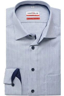 Marvelis Modern Fit Hemd Bleu, Gemustert