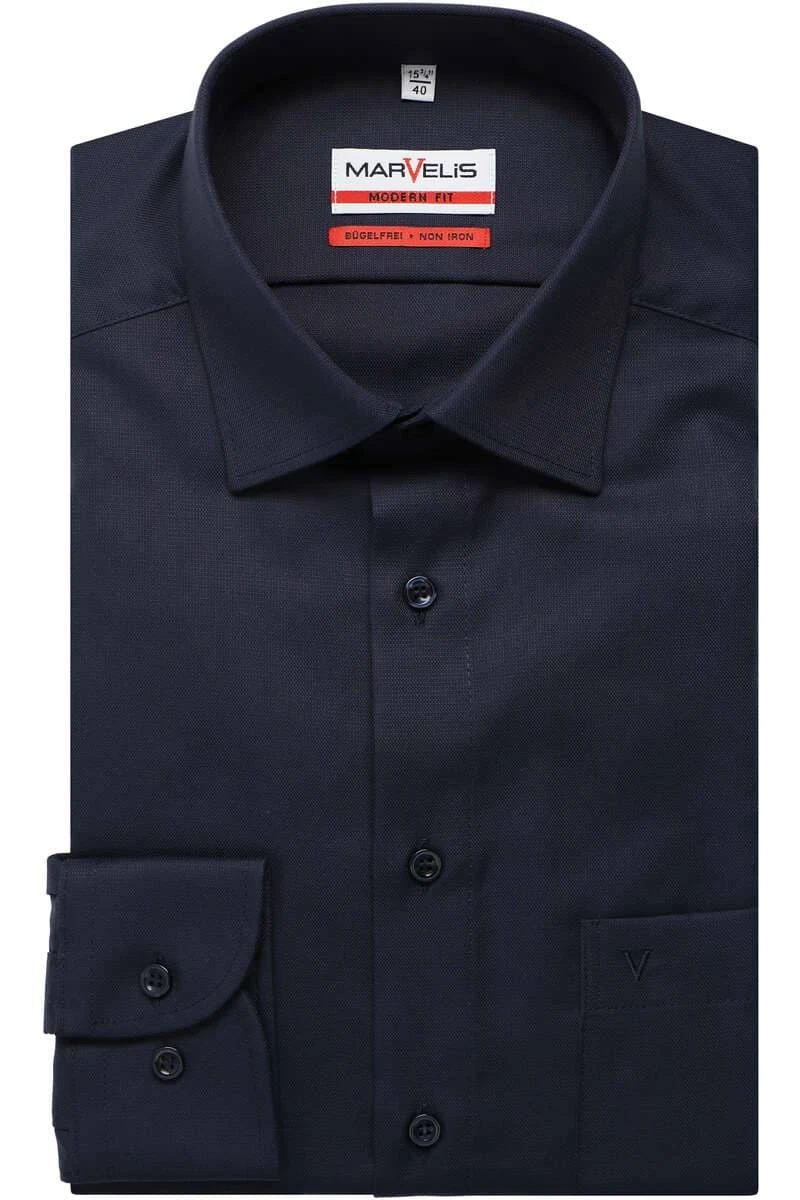 Marvelis Modern Fit Hemd Marine, Faux-uni 1 Marvelis Modern Fit Hemd Marine, Faux-uni