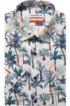 Marvelis Modern Fit Hemd Grün/weiss, Gemustert