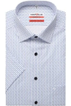 Marvelis Modern Fit Hemd Weiss, Gemustert