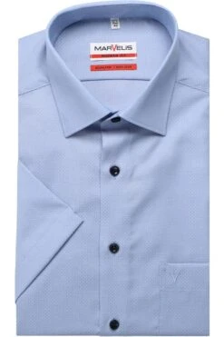 Marvelis Modern Fit Hemd Bleu, Faux-uni
