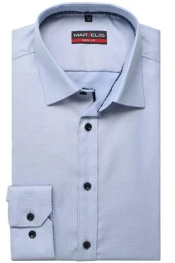 Marvelis Body Fit Hemd Bleu, Gemustert