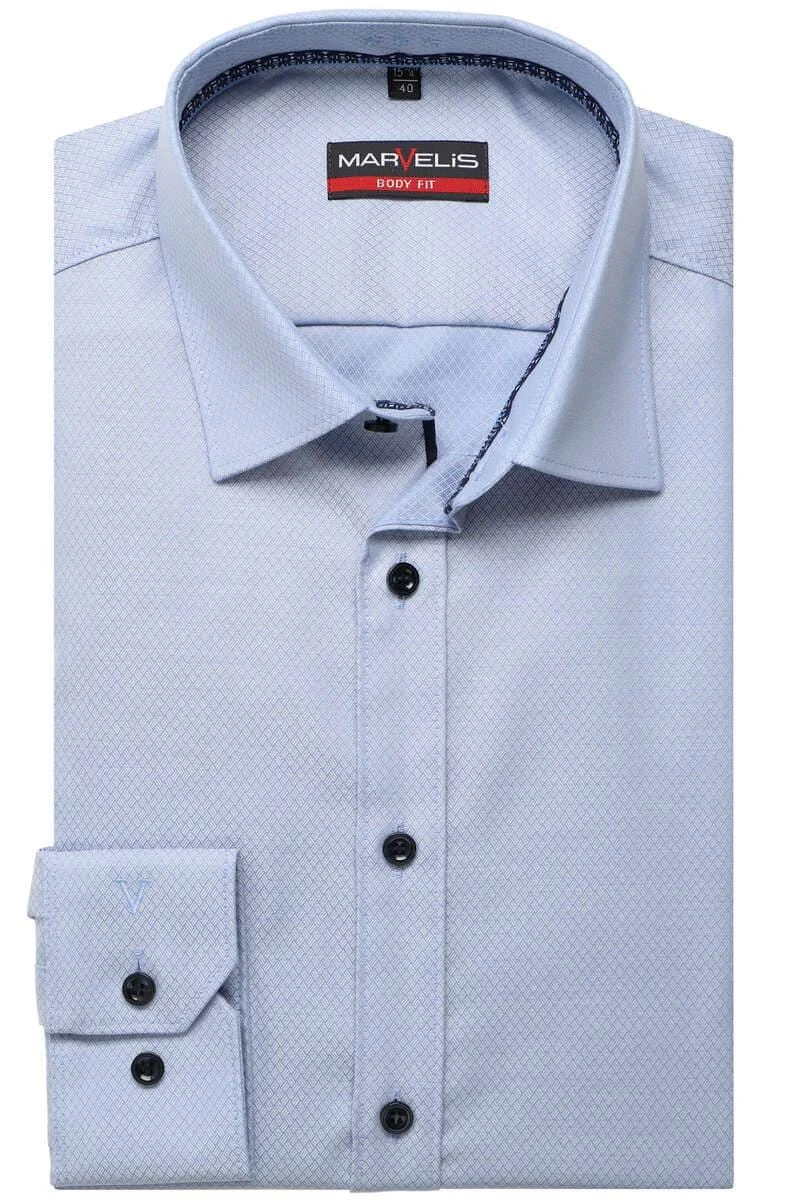 Marvelis Body Fit Hemd Bleu, Gemustert 1 Marvelis Body Fit Hemd Bleu, Gemustert