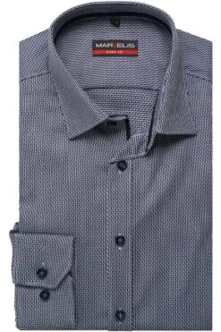 Marvelis Body Fit Hemd Bleu/weiss, Gemustert
