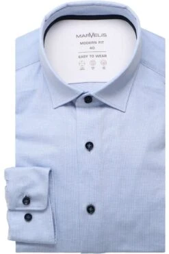 Marvelis Modern Fit Jerseyhemd Bleu, Strukturiert