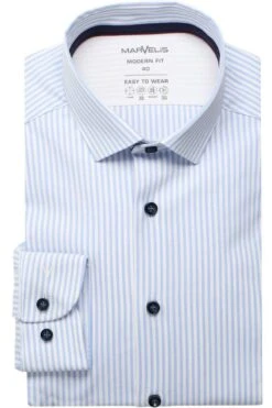 Marvelis Dynamic Flex Modern Fit Hemd Bleu, Gestreift
