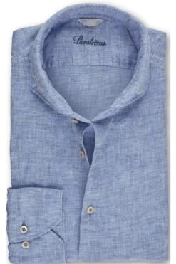 Stenströms Slimline Leinenhemd Hellblau, Einfarbig