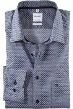 OLYMP Tendenz Modern Fit Hemd Marine, Gemustert