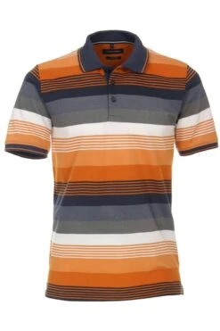 Casa Moda Casual Poloshirt Orange, Gemustert