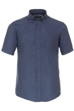Casa Moda Casual Fit Leinenhemd Blau, Einfarbig