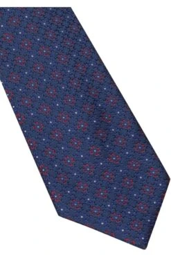 ETERNA Krawatte 100% Seide Blau/rot, Gemustert