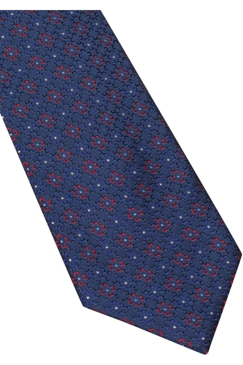 ETERNA Krawatte 100% Seide Blau/rot, Gemustert 1 ETERNA Krawatte 100% Seide Blau/rot, Gemustert