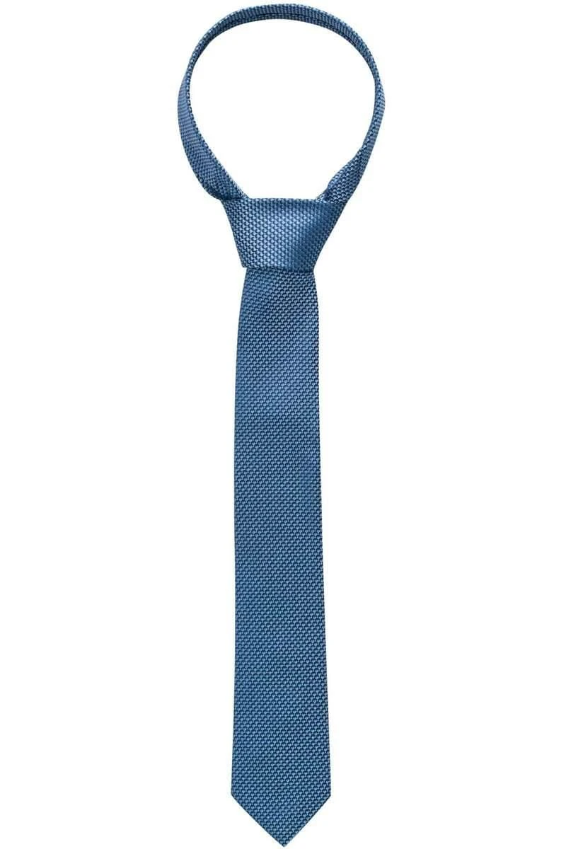 ETERNA Slim Krawatte 100% Seide Blau, Strukturiert 2 ETERNA Slim Krawatte 100% Seide Blau, Strukturiert – Bild 2