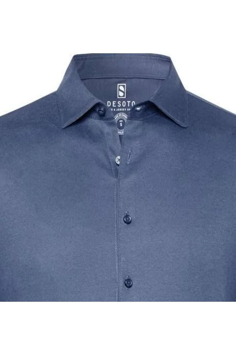 Desoto Slim Fit Jerseyhemd Blau, Einfarbig 2 Desoto Slim Fit Jerseyhemd Blau, Einfarbig – Bild 2