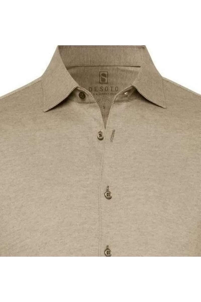 Desoto Slim Fit Jerseyhemd Beige, Einfarbig 2 Desoto Slim Fit Jerseyhemd Beige, Einfarbig – Bild 2