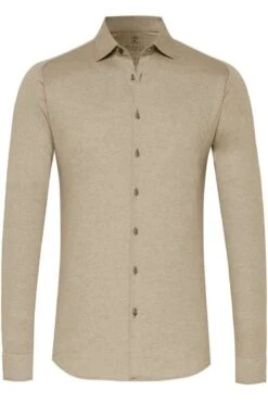 Desoto Slim Fit Jerseyhemd Beige, Einfarbig