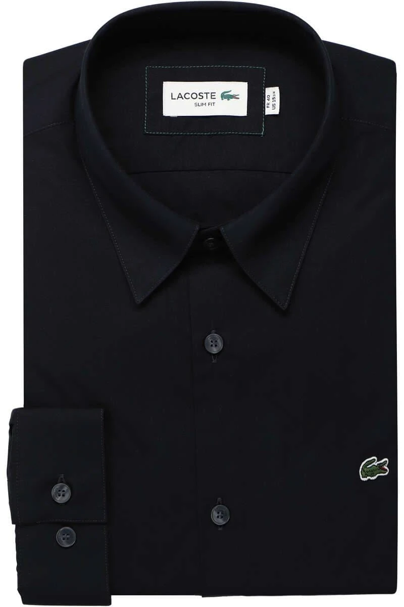 Lacoste Slim Fit Hemd Nachtblau, Einfarbig 1 Lacoste Slim Fit Hemd Nachtblau, Einfarbig