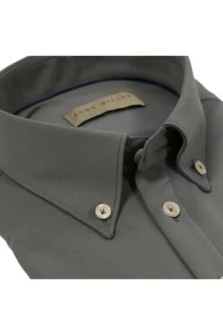 John Miller Slim Fit Longsleeve Poloshirt Grau, Einfarbig