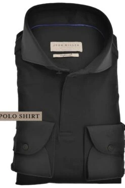 John Miller Slim Fit Longsleeve Poloshirt Schwarz, Einfarbig