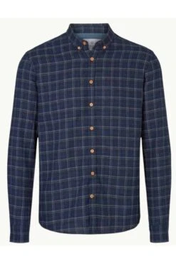 Kronstadt Slim Fit Flanellhemd Navy, Kariert