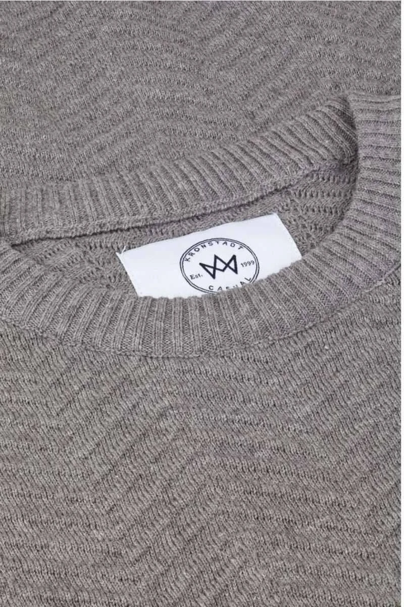 Kronstadt Regular Fit Herren Pullover Rundhals Hellgrau 3 Kronstadt Regular Fit Herren Pullover Rundhals Hellgrau – Bild 3