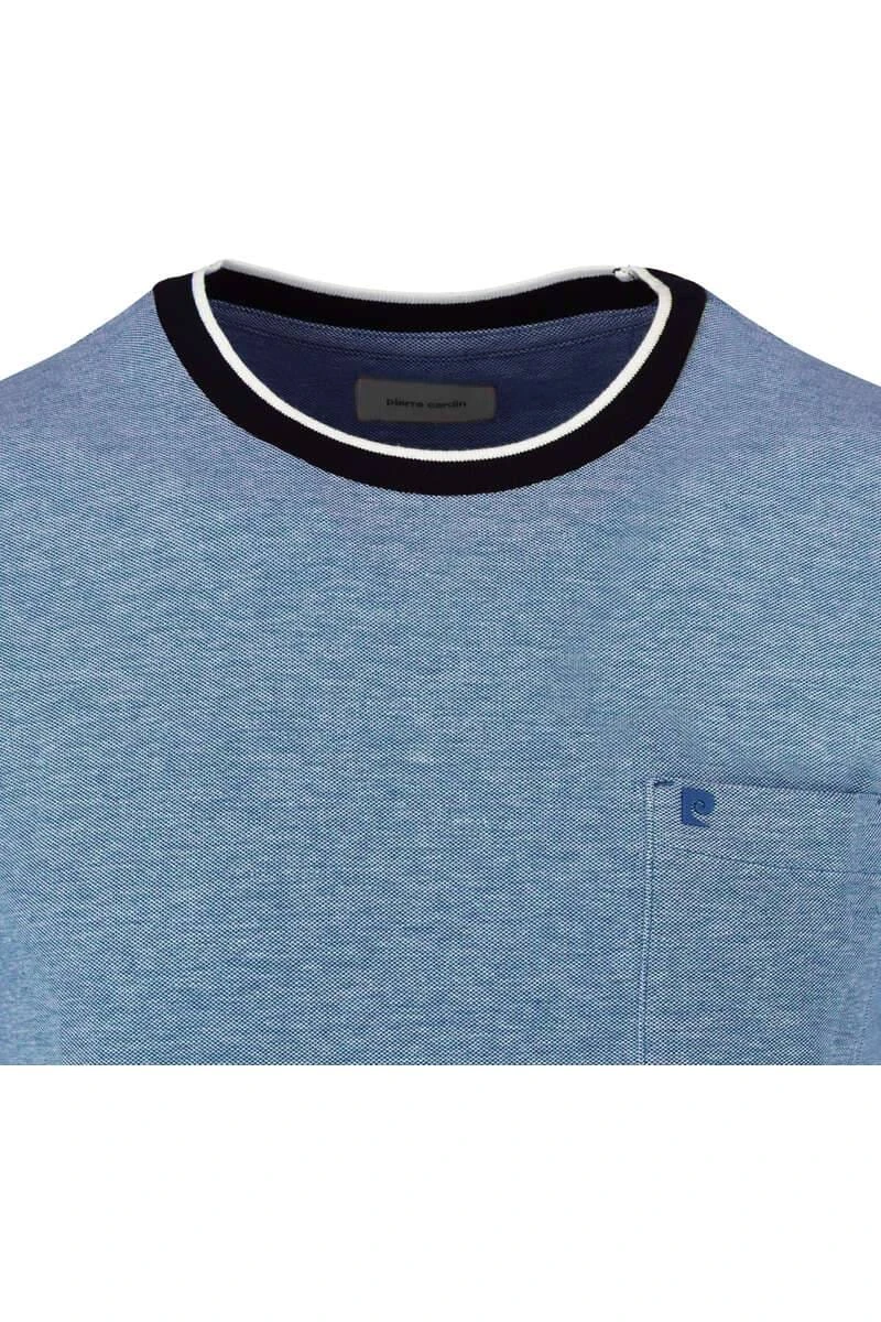 Pierre Cardin Tailored Fit T-Shirt Rundhals Blau,Einfarbig 2 Pierre Cardin Tailored Fit T-Shirt Rundhals Blau,Einfarbig – Bild 2