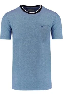 Pierre Cardin Tailored Fit T-Shirt Rundhals Blau,Einfarbig