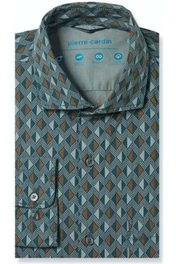 Pierre Cardin Modern Fit Hemd Grün, Gemuster