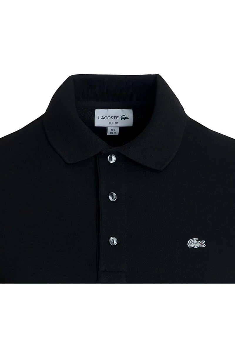 Lacoste Slim Fit Poloshirt Schwarz, Einfarbig 2 Lacoste Slim Fit Poloshirt Schwarz, Einfarbig – Bild 2