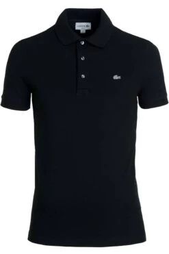 Lacoste Slim Fit Poloshirt Schwarz, Einfarbig