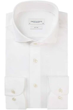 Profuomo Slim Fit Jerseyhemd Weiss, Einfarbig