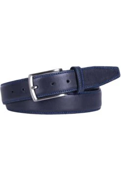 Profuomo Herren Gürtel Aus 100% Rindleder3,5 Cm Navy, Einfarbig