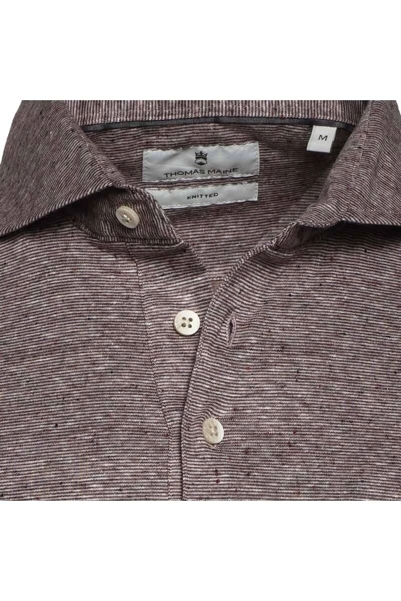Thomas Maine Tailored Fit Poloshirt Braun, Einfarbig 2 Thomas Maine Tailored Fit Poloshirt Braun, Einfarbig – Bild 2