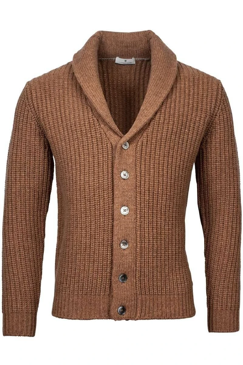 Thomas Maine Tailored FitCardiganKnopfleiste Braun 1 Thomas Maine Tailored FitCardiganKnopfleiste Braun