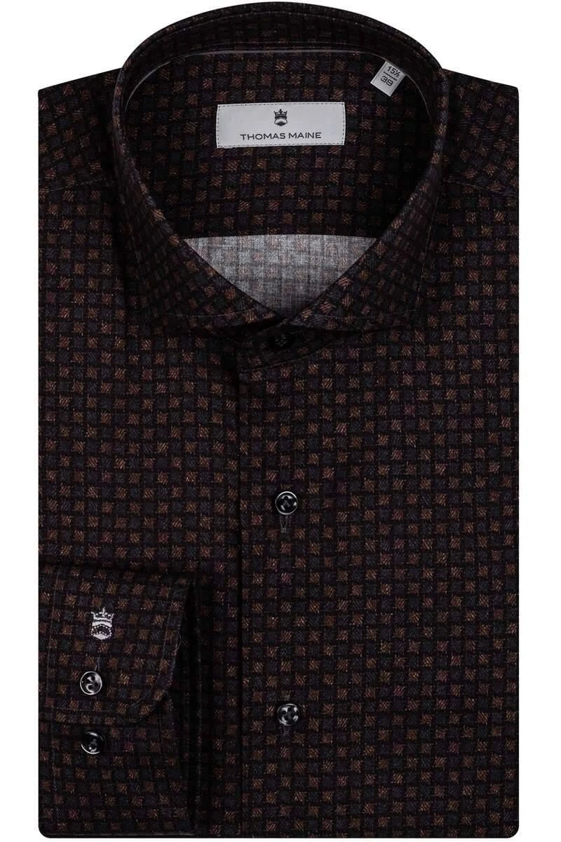 Thomas Maine Tailored Fit Flanellhemd Braun, Gemustert 1 Thomas Maine Tailored Fit Flanellhemd Braun, Gemustert