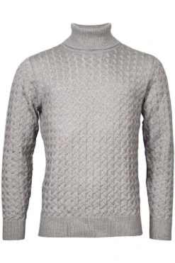 Thomas Maine Tailored Fit Herren Pullover Schalkragen Hellgrau
