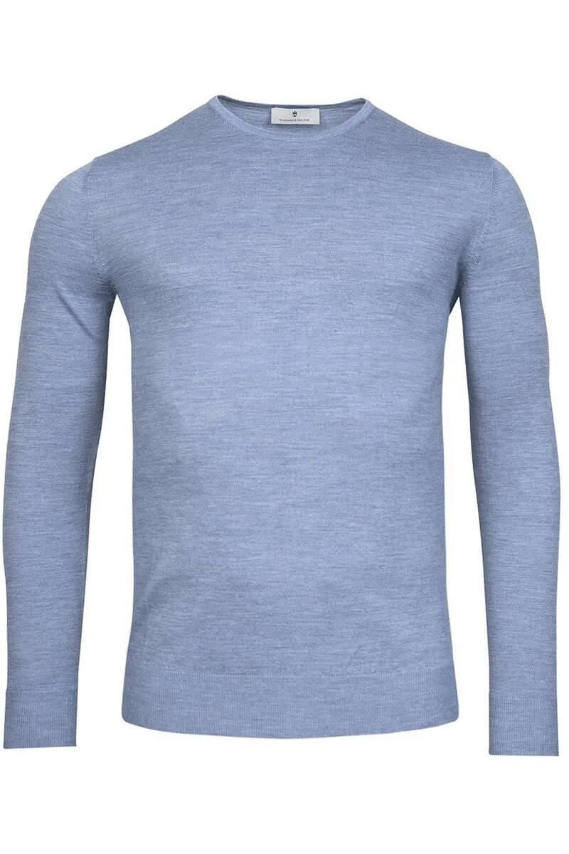 Thomas Maine Herren Pullover Rundhals Blau 1 Thomas Maine Herren Pullover Rundhals Blau